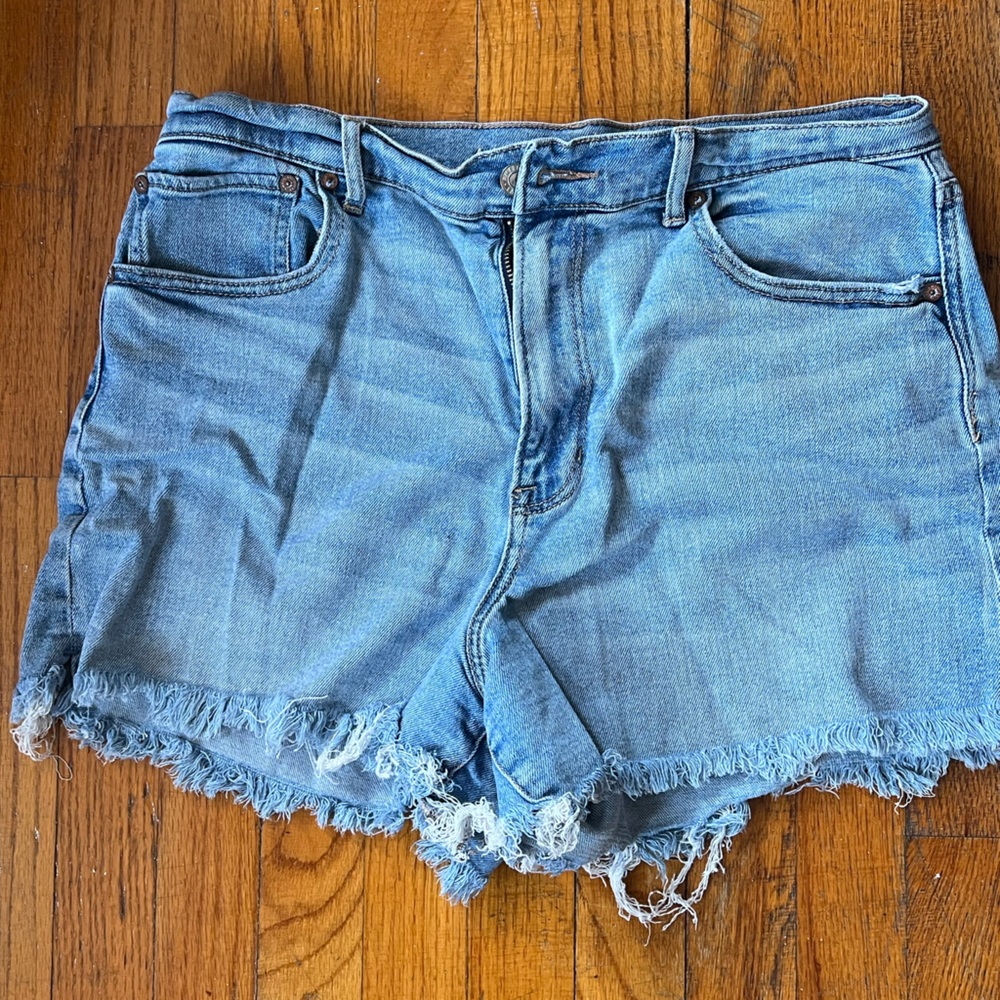 American Eagle Outfitters High Waisted Light Wash Denim Shorts